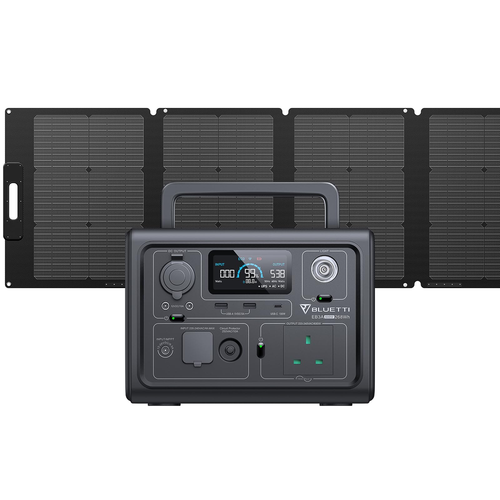 BLUETTI EB3A Portable Power Station, 268Wh LiFePO4 Power Station Battery Backup w/ 2 600W (1200W Surge) AC Outlets, Recharge from 0-80% in 30 Min., Solar Generator for Outdoor Camping