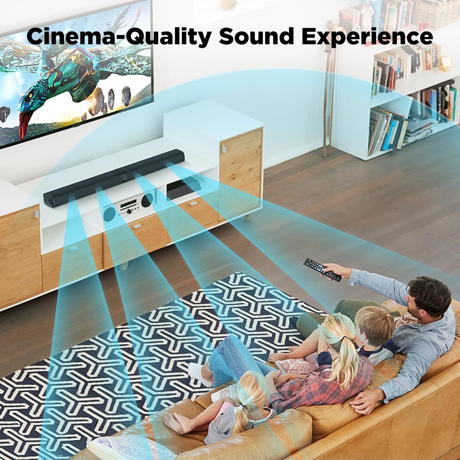GarageRock Sound Bar for TV, Soundbar 2-in-1 Detachable Sound Bars with Auto Volume Boost for Clear Sound, TV Speakers with 3 EQ Modes, Bluetooth 5.3/ARC/Opt/AUX Connection for PC/Gaming/Projectors