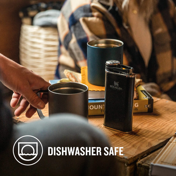 Stanley Classic Wide Mouth Flask 0.23L with Never-Lose Cap - Wide Mouth Stainless Steel Hip Flask for Easy Filling & Pouring - BPA-Free Leakproof Flask Alcohol