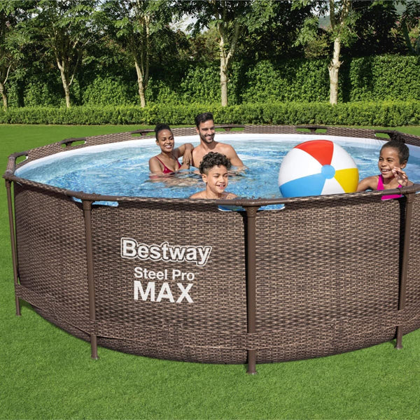 Bestway, Steel Pro Pool Max Swimming Pool, Above Ground Swimming Pool, Metal Frame Pool, 12ft