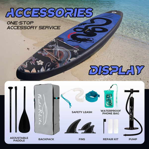 FEATH-R-LITE 10' &11' Inflatable Ultra-Light Stand Up Paddle Board for All Skill Levels Included with SUP, Adj Paddle, Pump, Backpack, Leash