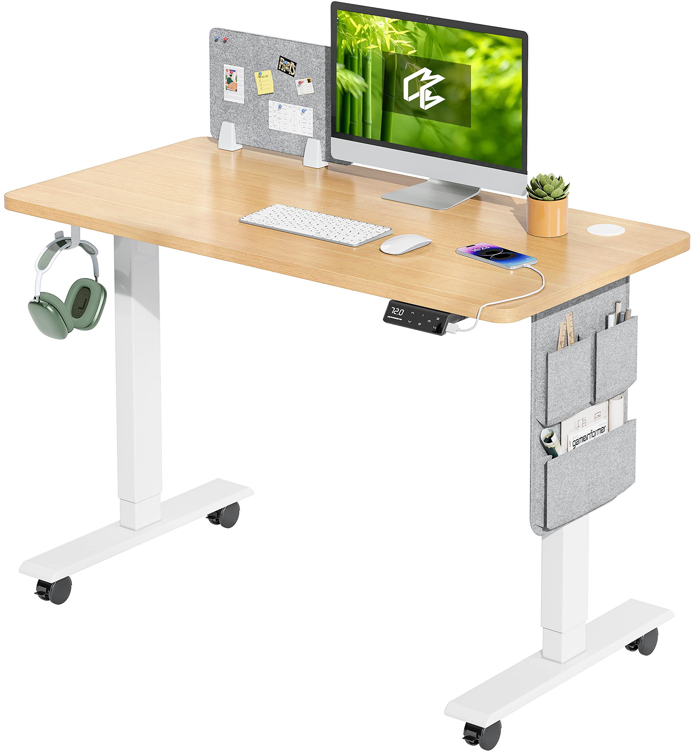 MAIDeSITe Height Adjustable Standing Desk Electric Standing Desk Sit Stand Desk Stand Up Desk with Cable Tray 120 * 60cm Desktop for Home Office