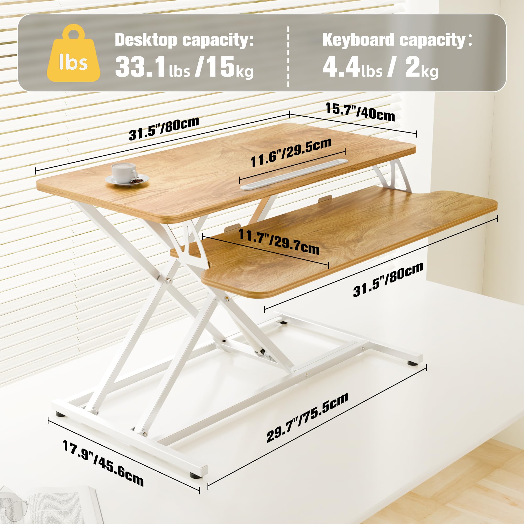 ERGOMAKER Standing Desk Converter, 36"/91cm Wide Height Adjustable Quick Sit to Stand Up Desk Riser for Dual Monitor
