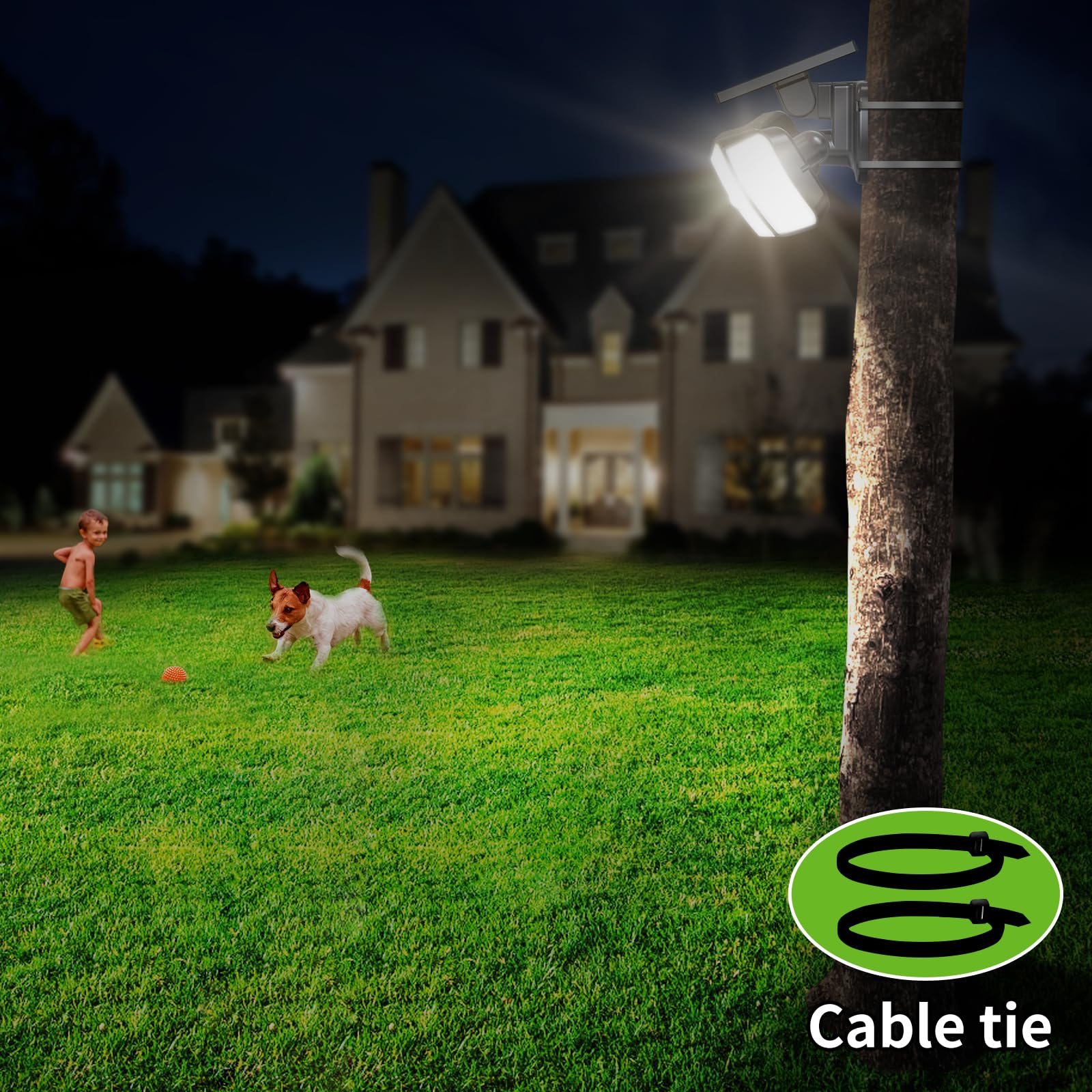 intelamp Solar Security Light Outdoor Motion Sensor 6000mAh Battery 270° 3 Modes Wall Lights Solar Flood Lights with Sensor Lights Garden for Gifts Front Door Garden Fence