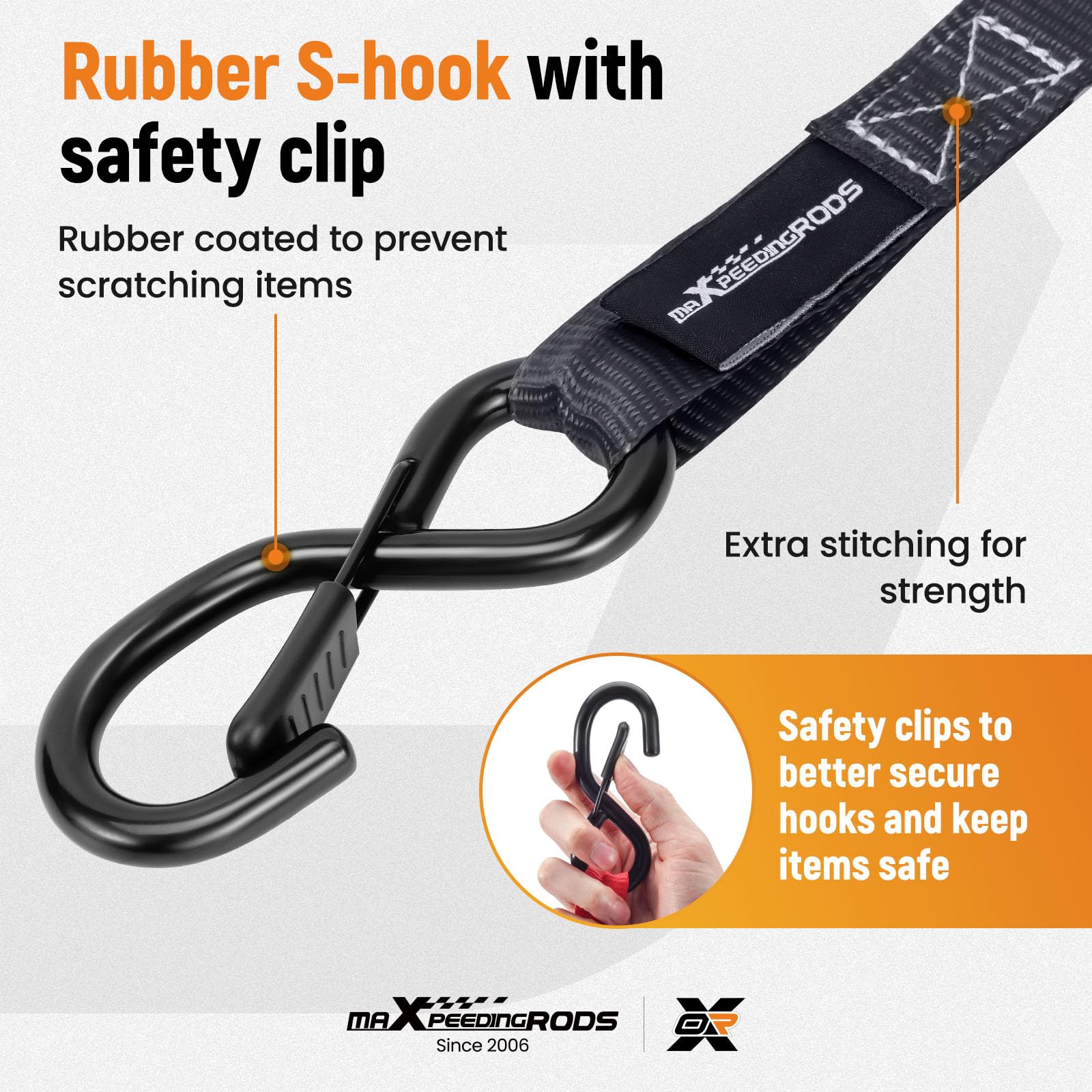 maXpeedingrods 4x 997kg Tie Down Straps 15ft (4.5m), Ratchet Straps 2200lb, Lashing Straps 25mm, Straps with safety clip S-hooks, motorcycle tie down straps, EN 12195-2 - Blue