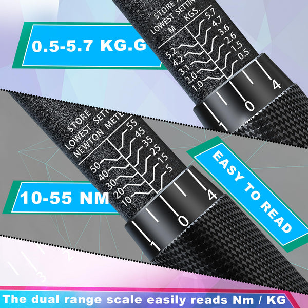 1/2" Torque Wrench Set, Car Wheel Torque Spanner 20-230 Nm with 3/8'' Adapter, ± 3% Accuracy, 72 Tooth for Car Repair, Tire Replacement Etc
