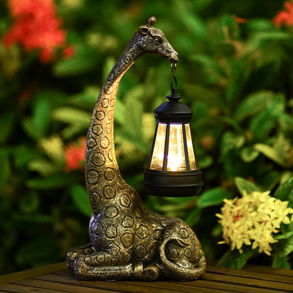 Goodeco Giraffe with Solar Lanterns - 28cm Giraffe Ornament Outdoor Statues Figurines with Solar Powered LED Lights for Garden/Yard Decor,Gift