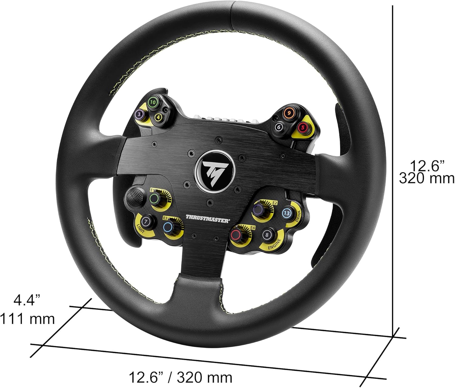 Thrustmaster EVO Racing 32R Leather, Round Leather-Wrapped Wheel Rim and Detachable Hub, For PC and Consoles
