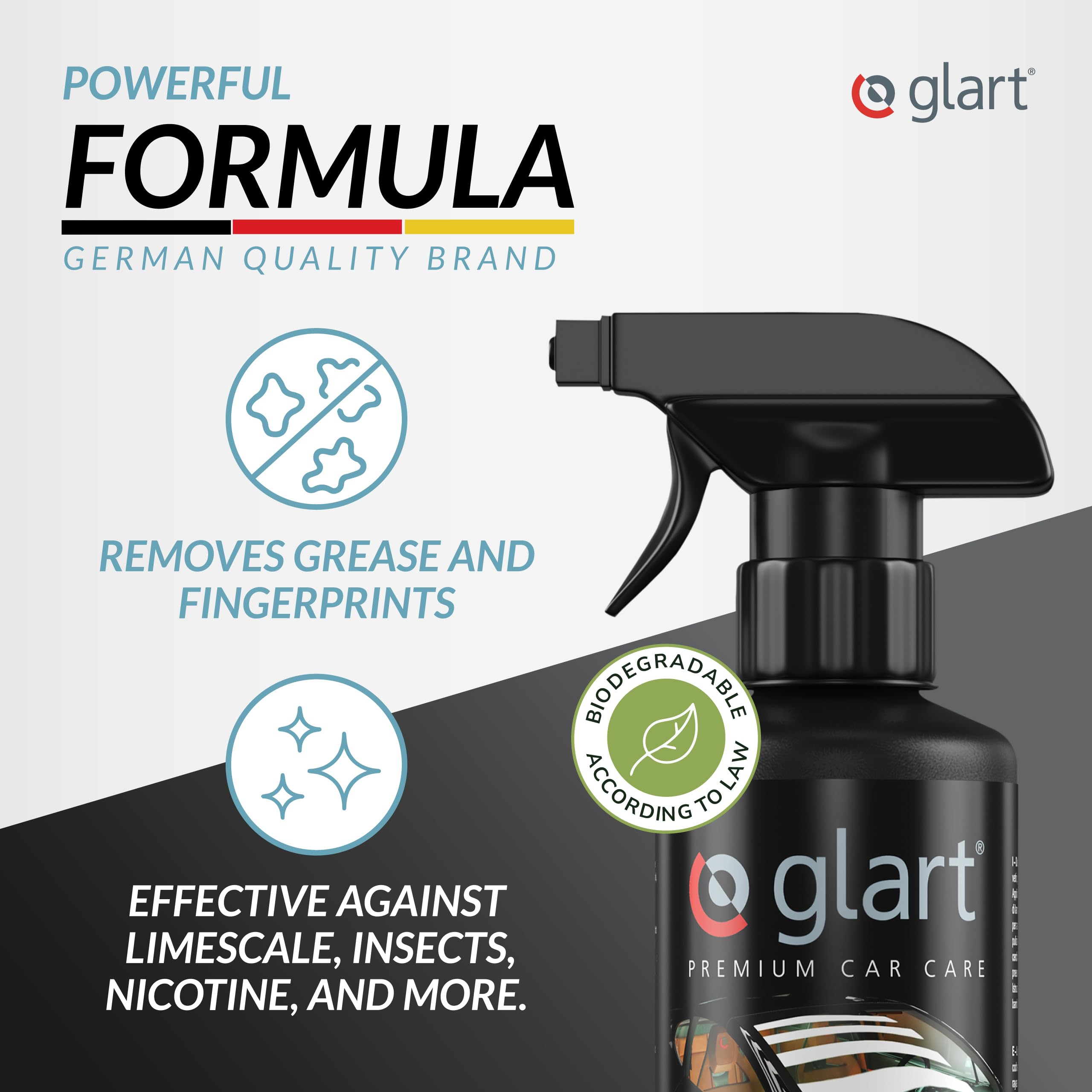 Glart Premium Invisible Car Glass Cleaner 500ml, for Windows, Rain, Glass Polish, Screen Wash