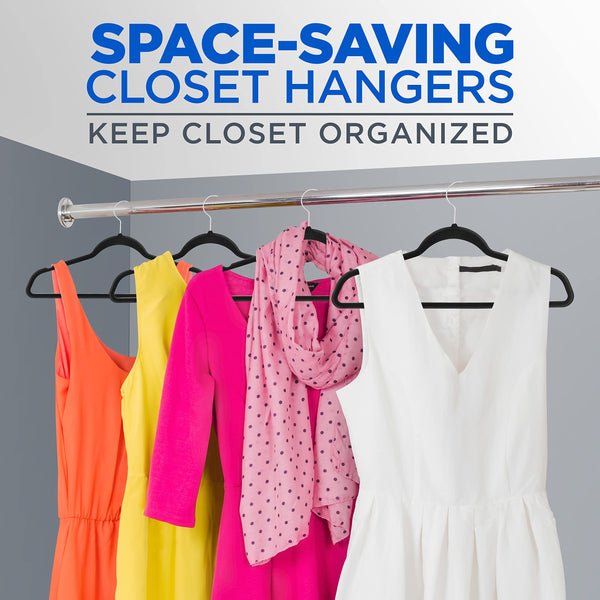 SereneLife Velvet Hangers, Heavy Duty Coat Hangers for Clothes, Non-Slip & Space-Saving, with 360 Swivel Hook, Ultra-Thin, Strong & Stylish, 100