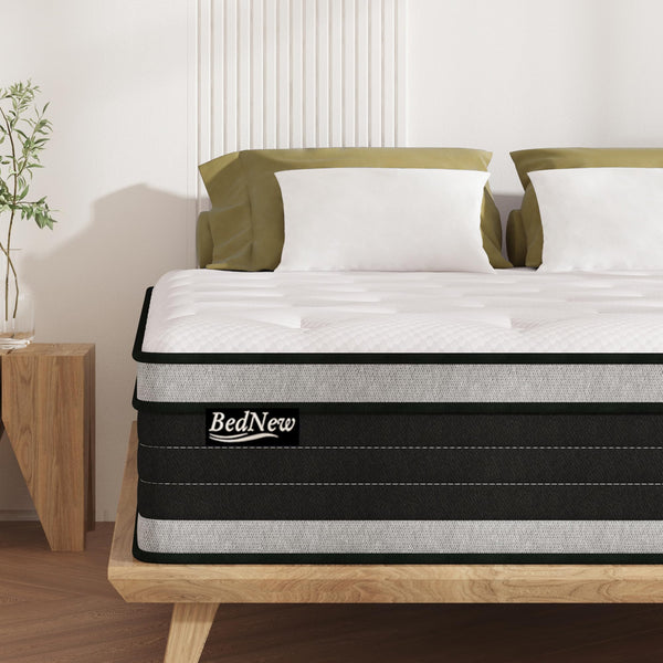 Bednew Double Mattresses 34cm, 13.4 Inch Innerspring Hybrid Mattress Double 4FT6 with Breathable Foam and Pocket Spring For Cool Comfort Sleep, Medium Firm Mattress(135x190x34cm)
