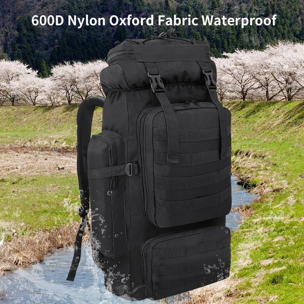 Ogetok 80L Hiking Backpack Camping Rucksack, 80 liters Large Capacity Outdoor Knapsack Travel Climbing Mountaineering Carry On Backpack Bag, Trekking Backpacking for Men Women, Black