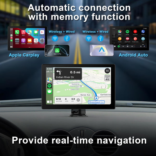 Car Stereo,9 Inch CarPlay Screen for Apple Car play & Android Auto,Portable Car Player Wireless Car Play Screen with Voice Control, Suitable for Most Vehicles (9 Inch +Camera)