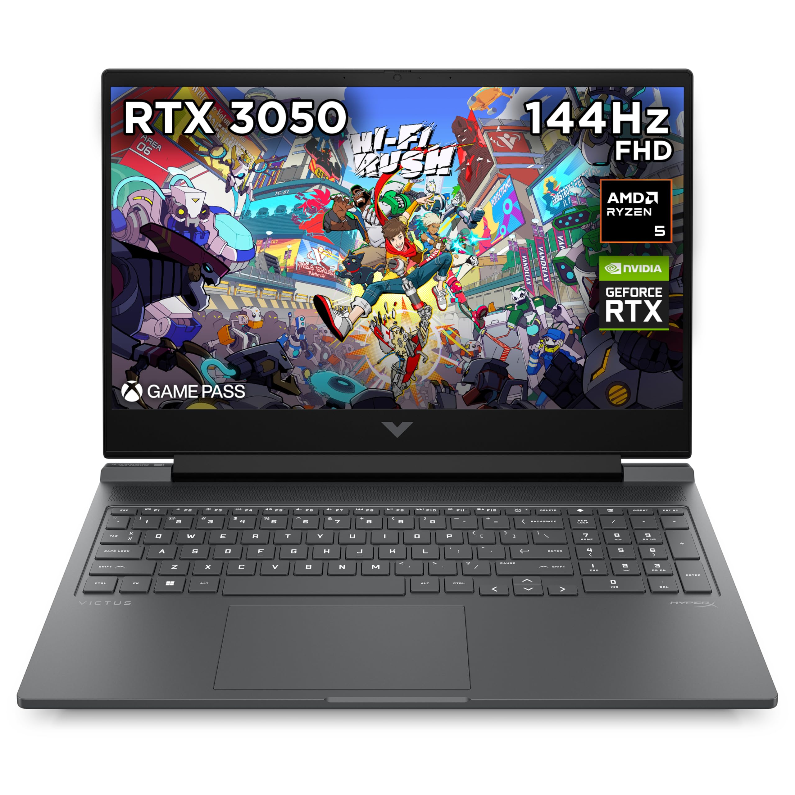 HP Victus 15.6" Gaming Laptop, AMD Ryzen 5-8645HS, 8 GB RAM, 512 GB SSD, NVIDIA GeForce RTX 2050 Graphics, FHD IPS Display, Up to 6 hrs 15 battery, Win 11, Mica Silver, 15-fb2002sa