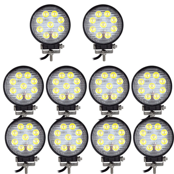 RIGIDON 2 Pcs Round Led Work Light, 4 inch 42W Flood Beam, 12V 24V Driving Lights Lamp for Car Off Road Boat Truck 4x4 SUV ATV Tractors Excavator, 6000K White, Fog Lamp