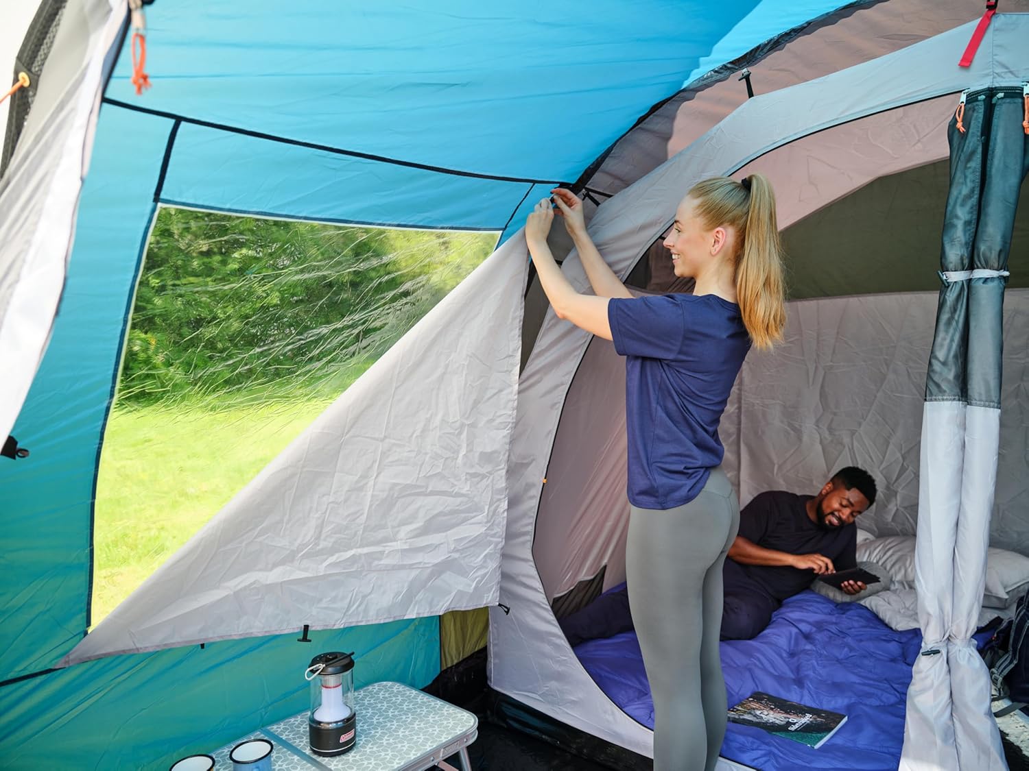 Coleman Cook 4 Family Tent | 4 Man Tunnel Tent with Separate Living And Sleeping Area | Easy To Pitch | 4 Person Camping Tent | 3000mm Waterproof | with Sewn-in Groundsheet