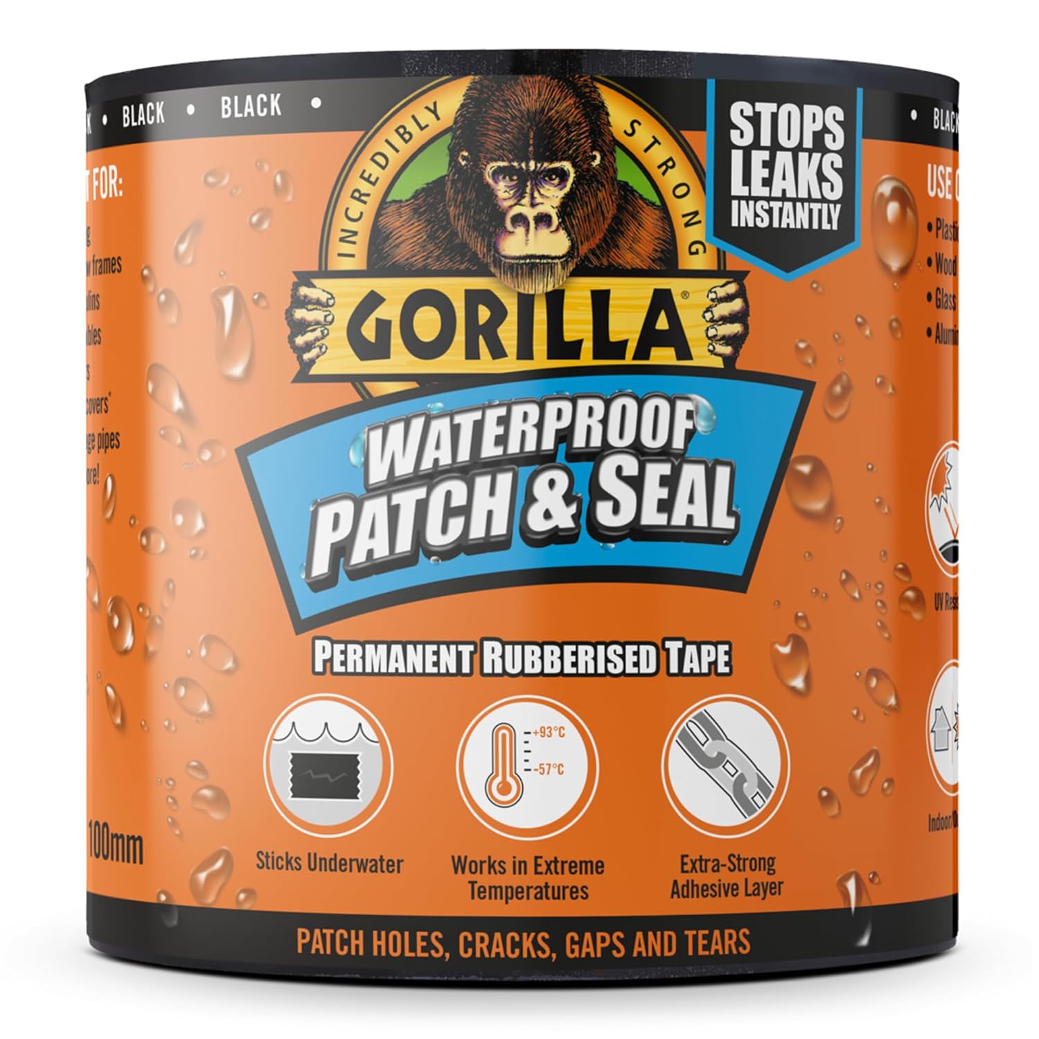 Gorilla Waterproof Patch & Seal Tape Black 3m