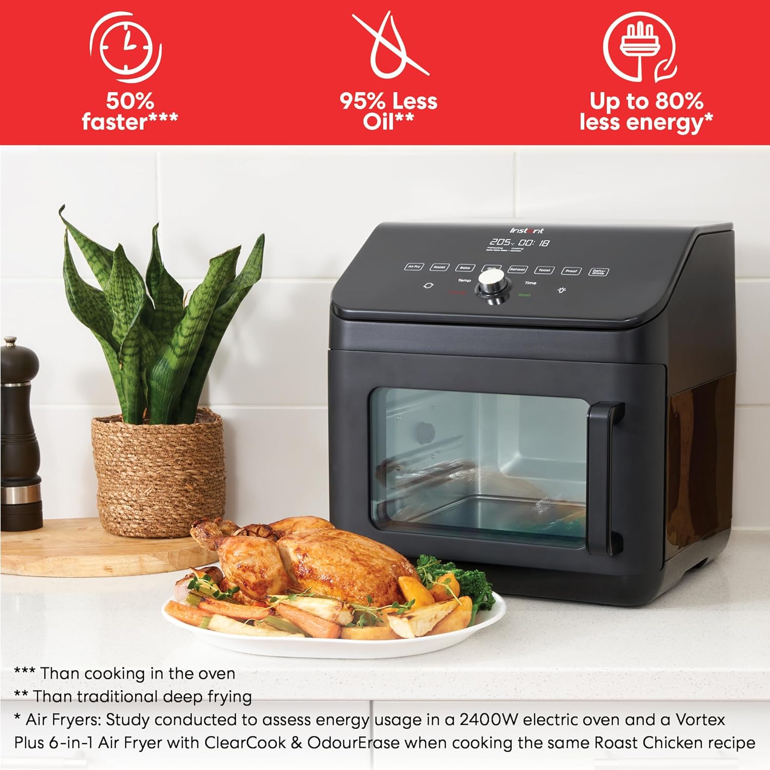 Instant Pot - Versazone Dual Black Air Fryer - Large 8.5L, Family Size - Single Double Basket with Divider - 8 in 1 - Food Dehydrate, Grill, Bake, Roast, Reheat, Non-Stick, Easy Clean, Dishwasher Safe