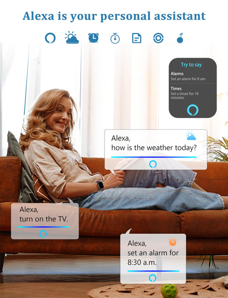 Smart Watch, Alexa Built-in, Answer/Make Calls 44mm Smartwatch Women Men, 1.83'' Sports Watch IP68 Waterproof, Heart Rate SpO2 Sleep Stress Monitor, Step Counter Watch for Android & iOS Phone