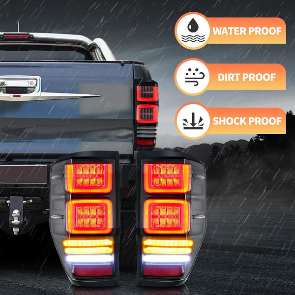 VLAND LED Tail Lights for Ranger T6 T7 T8 XL XLT Wildtrak 2012-2018 Rear Lights Lamp Assembly with Sequential Indicator (12-18 Somked)