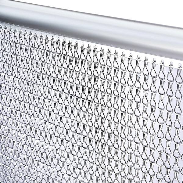 Gluwoer Aluminium Chain Curtain 90 x 200cm Metal Door Fly Screens Insect Control Curtain for Doorways (Silver)