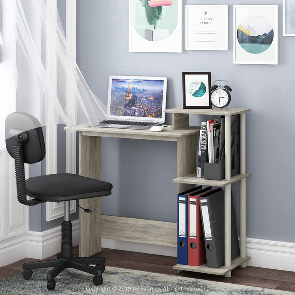 Furinno Efficient Home Laptop Notebook Computer Desk, Study Desk, Writing Desk, Sonoma Oak/White