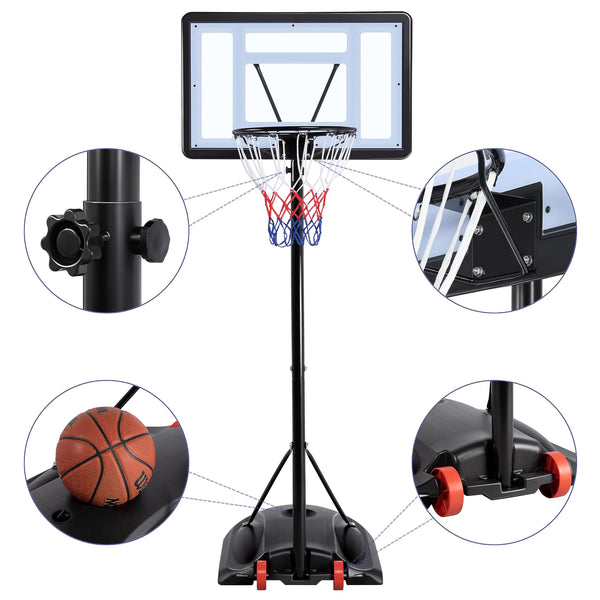 Yaheetech Outdoor Adjustable Basketball Stand, Portable Basketball Hoop Net System on Wheels
