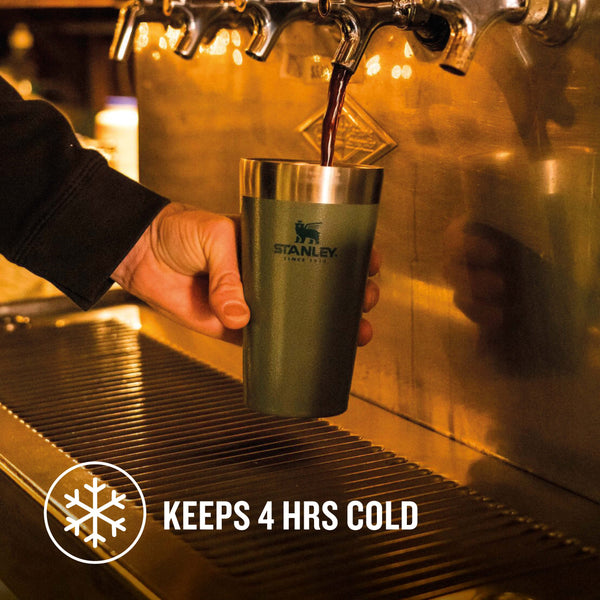 Stanley Adventure Stacking Beer Pint 0.47L - Travel Mug Keeps Drinks Cold For 4 Hours - Stainless Steel Thermal Cup - Stacks Infinitely - Double Wall Vacuum Insulation - Dishwasher Safe - Matte Black