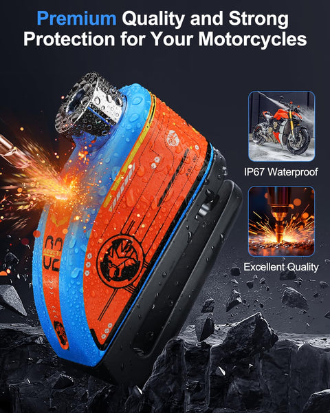 ZEXMTE Motorbike Disc Lock with Alarm, Rechargeable 120dB Anti-Theft Alarm with 5.9 FT Reminder Cable, Heavy-duty Motorcycles Locks Waterproof Disc Lock for Motorcycle, Bike, Scooter, E-Bike