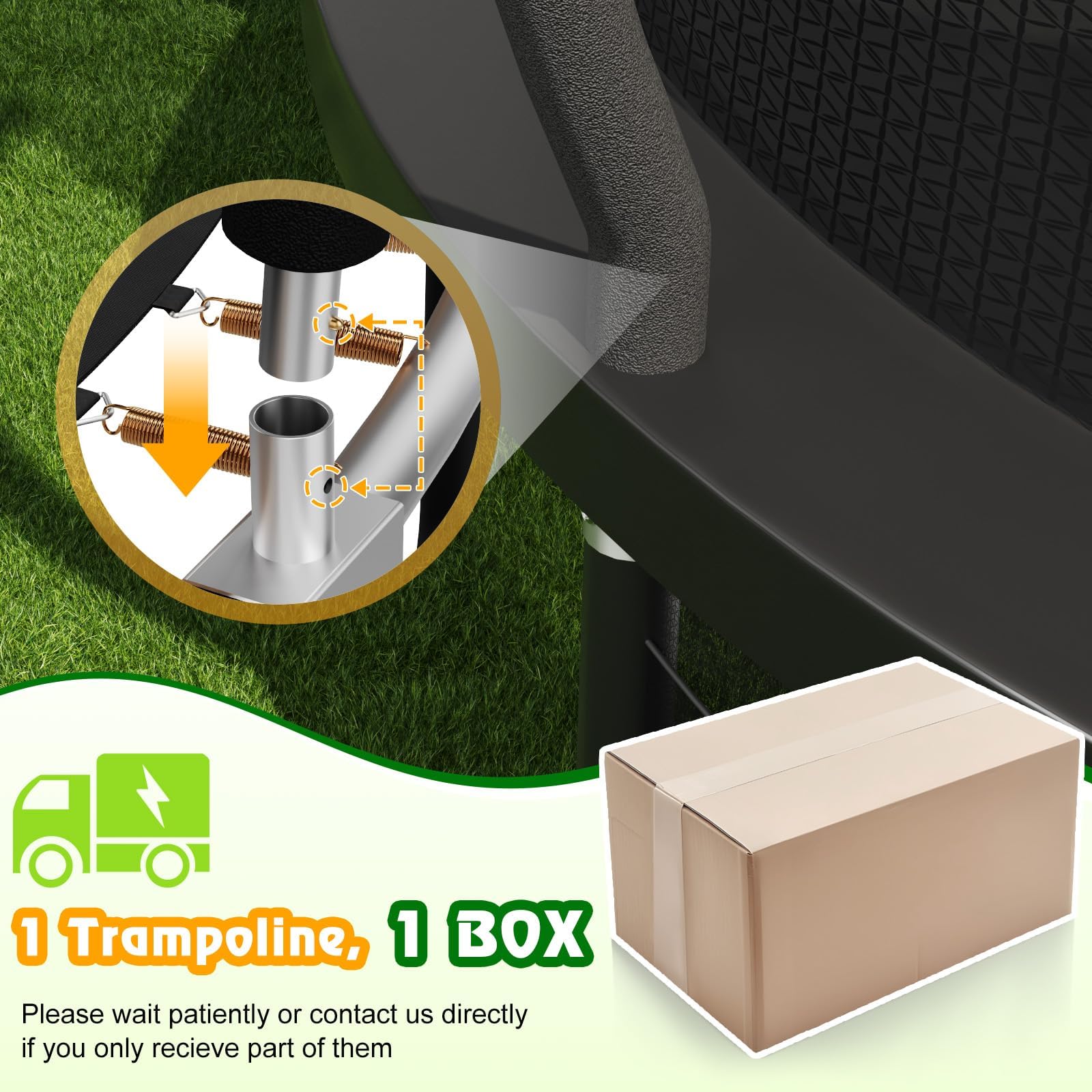 Devoko Outdoor Trampoline 7.5ft/10ft/12ft/14ft GS Certified Garden Trampoline With Safety Net,Non-Slip Ladder& Shoe Organiser,Available For Toddlers And Adults,Up to 150kg