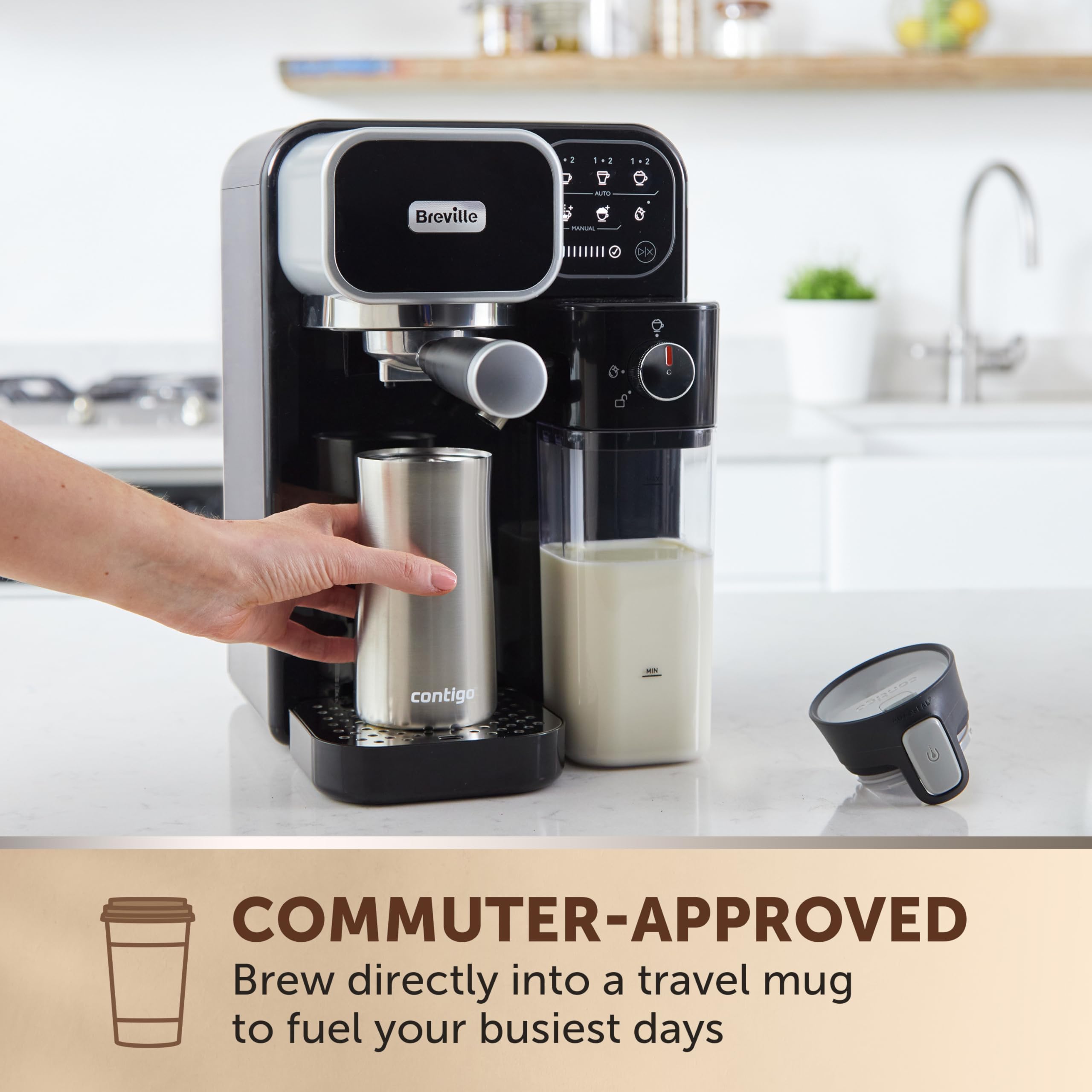 Breville One-Touch CoffeeHouse Coffee Machine | Espresso, Cappuccino & Latte Maker | 19 Bar Italian Pump | Automatic Milk Frother | ESE Pod Compatible | Black [VCF107]