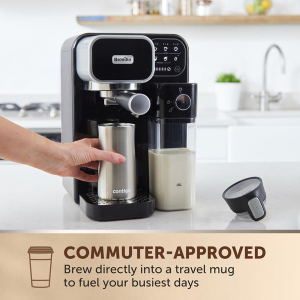 Breville One-Touch CoffeeHouse Coffee Machine | Espresso, Cappuccino & Latte Maker | 19 Bar Italian Pump | Automatic Milk Frother | ESE Pod Compatible | Black [VCF107]