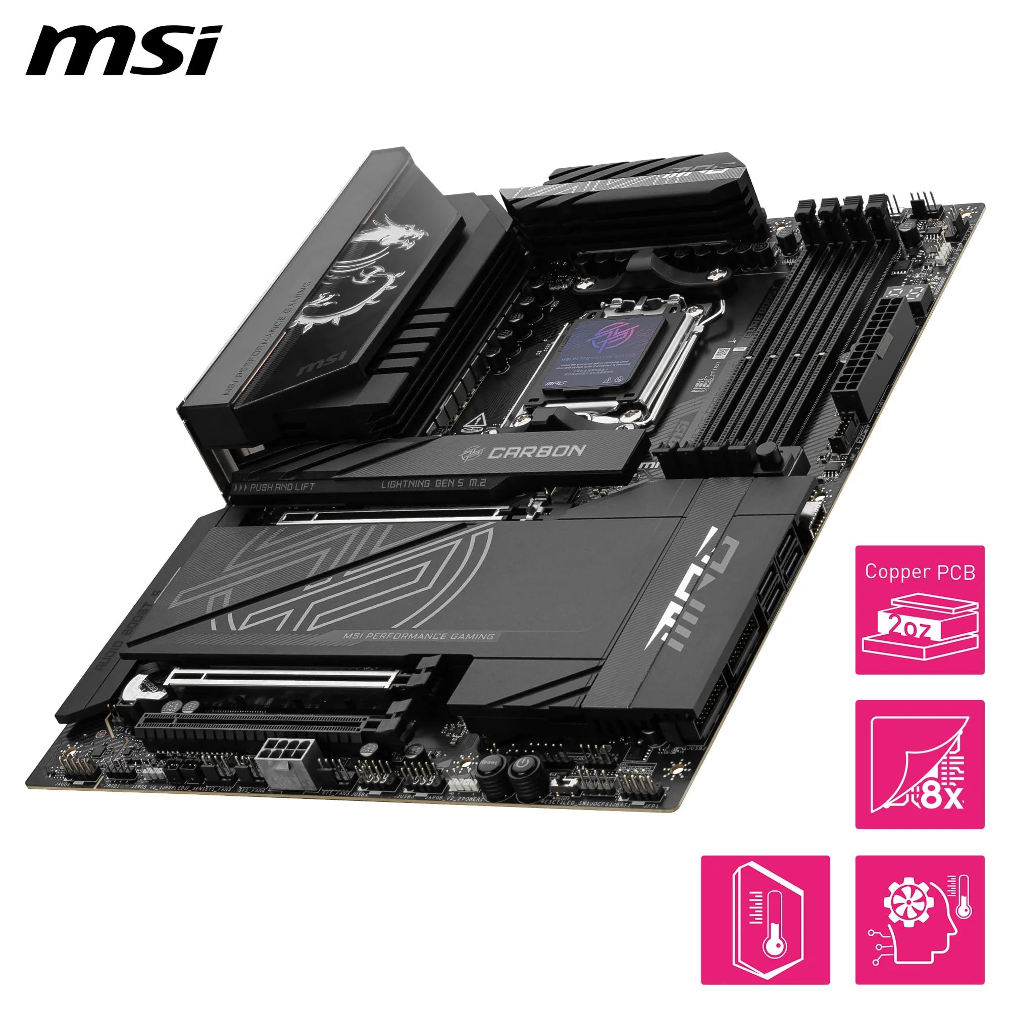 MSI X670E GAMING PLUS WIFI Motherboard, ATX - Supports AMD Ryzen 9000 / 8000 / 7000 Series Processors, AM5 - 80A SPS VRM, DDR5 Memory Boost 7800+ MHz/OC, PCIe 5.0 x16, M.2 Gen5, Wi-Fi 6E