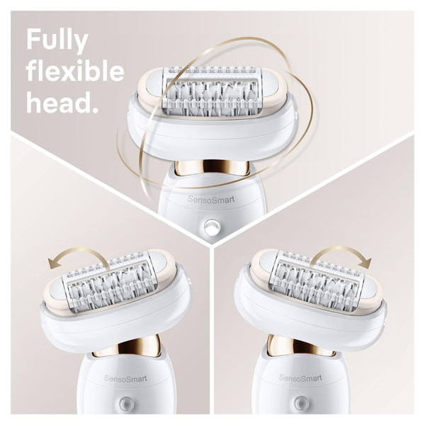 Braun Silk-épil 9 Flex SkinSpa, Epilator with 360° Flexible Head for Easy Hair Removal, Wet & Dry, Lasting Smooth Skin, All-in-One Kit, with Body Mini Shaver, SES9-481 3D, White/Gold