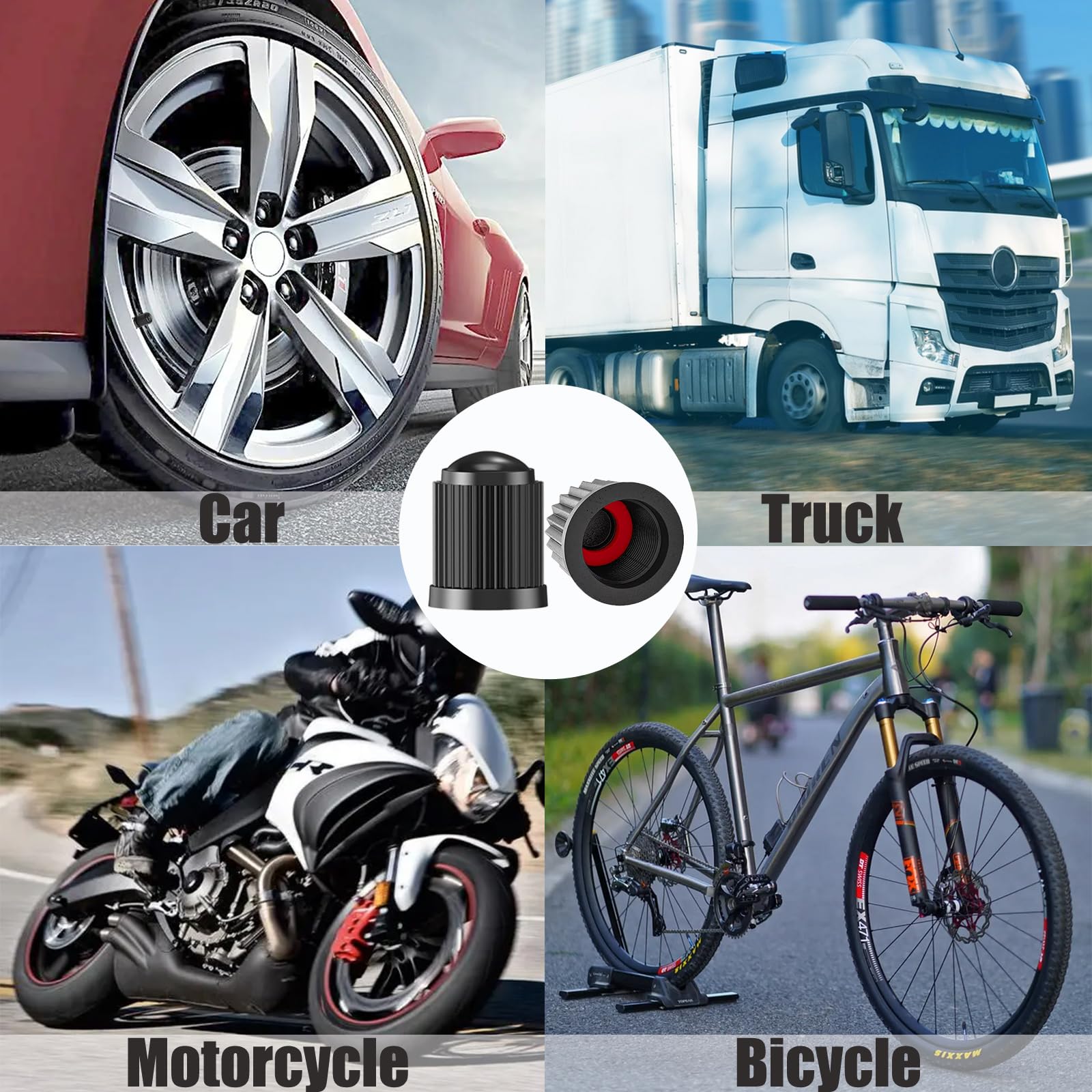 TCPENG® 10PCS Tyre Valve Caps, with O Seal Ring, Universal Stem Dust Covers for SUV, Cars, Bike, Motorcycles, Trucks, Heavy-Duty, Airtight Seal, Screw-On, Easy to Operation (10 Pack Black)