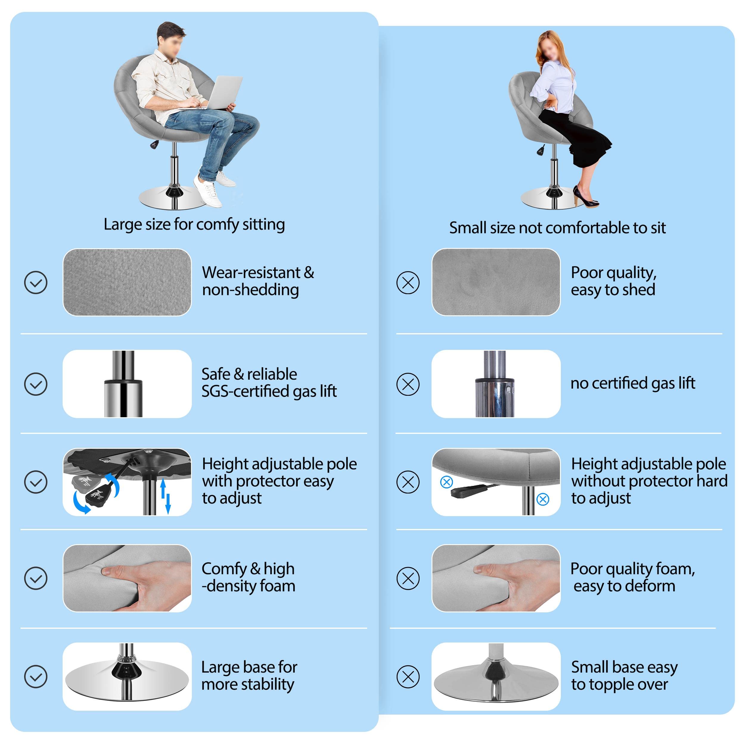 Yaheetech Swivel Vanity Chair Dressing Table Chair Comfy Vanity Stool for Bedroom Salon Make up Room, White