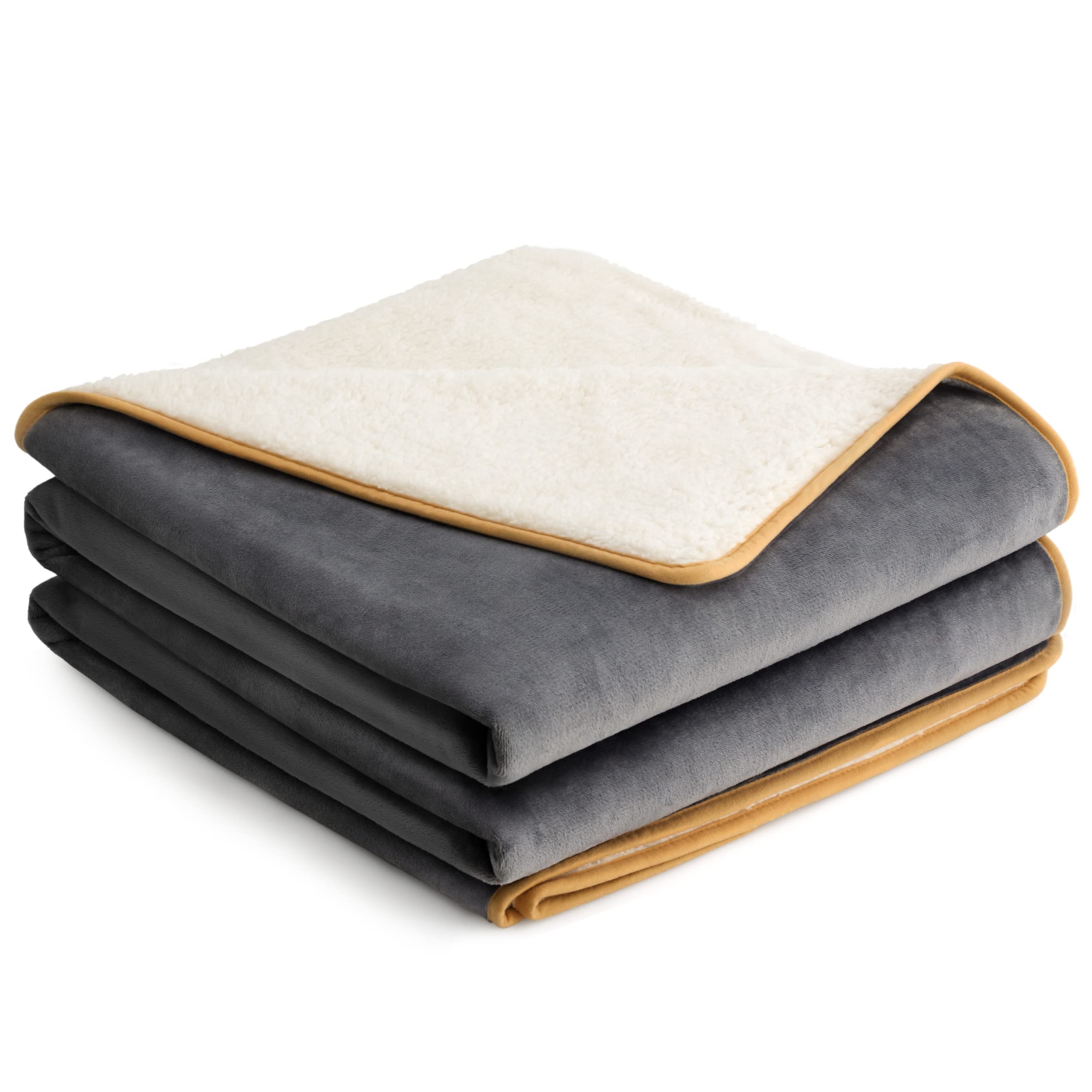 Lesure Waterproof Fleece Blanket Washable - 152x203cm Ultra Soft Grey Dog Blanket Over Sofa Bed Garden, Twin/Double Throw with Soft Plush, Fit All Season