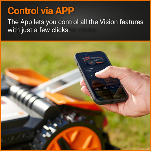WORX WR206E Landroid Vision Robotic Lawn Mower – 600m² Patented AIA Mowing Multi-Zone, Auto Charging, 20V PowerShare Battery, Rain Sensor, Cut-to-Edge Technology, App-Controlled, Accessories Included