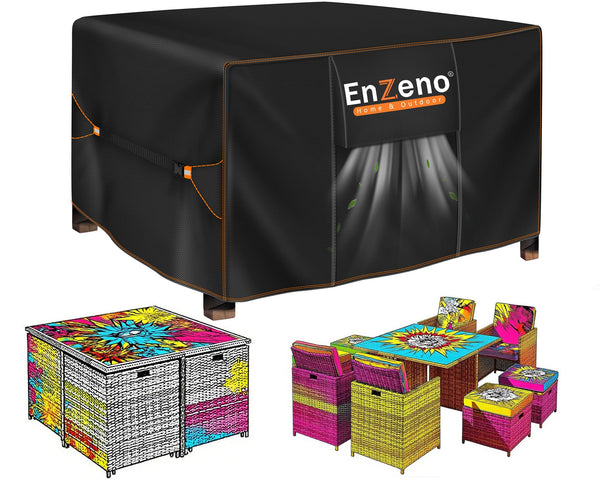 Enzeno Outdoor Garden Furniture Set Covers Waterproof,242x182x100cm Tear Resistant Oxford Fabric Furniture Covers for Outside,Large Patio Set Cover, Garden Table Cover,Windproof, Anti-UV,Rectangular