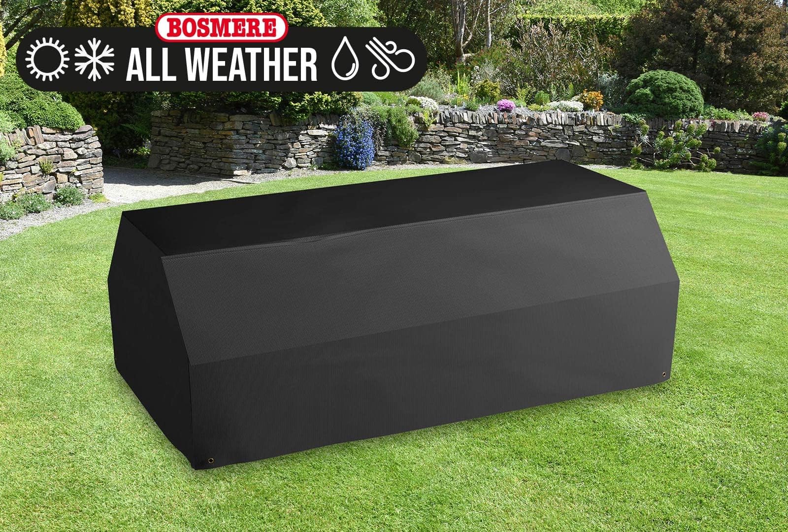 Bosmere All-Weather Picnic Table Cover, 100% Waterproof, UV Protected, Heavy Duty 600D Oxford Fabric, L183 W145 H76cm, A630C, Charcoal