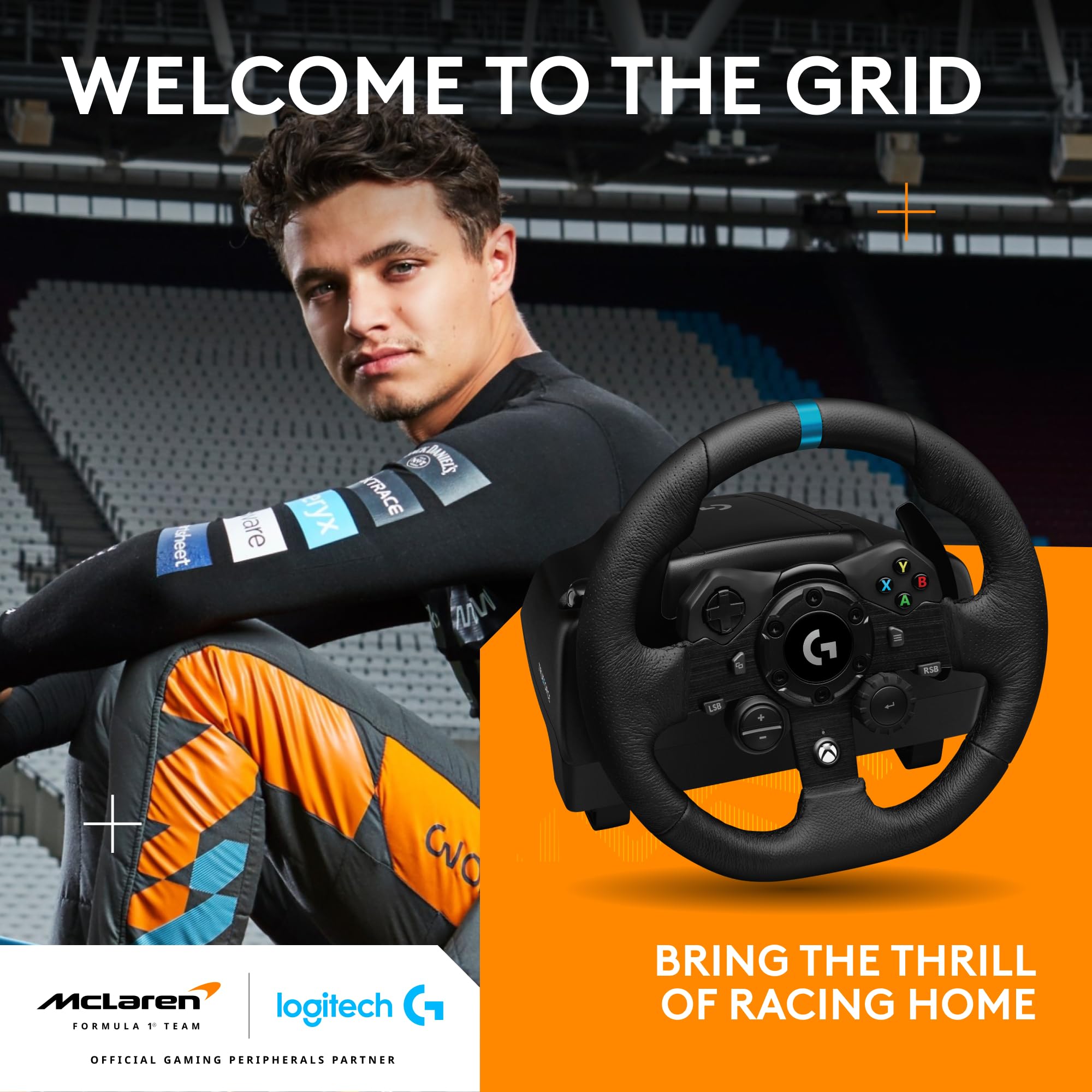 Logitech G G923 Racing Wheel and Pedals, TRUEFORCE up to 1000 Hz Force Feedback, Responsive Driving Design, Dual Clutch Launch Control, Genuine Leather Wheel Cover, for PS5, PS4, PC, Mac - Black