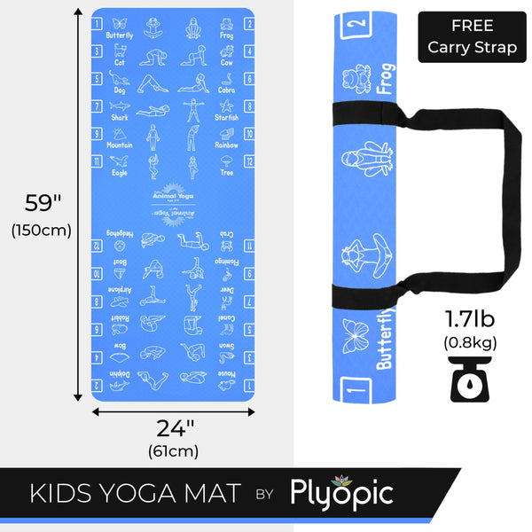 Plyopic Kids Yoga Mat - Non-Slip Lightweight TPE Exercise Mat - Ideal for Boys & Girls (Ages 3-12), Toddlers & Children in Nursery, Preschool, School.