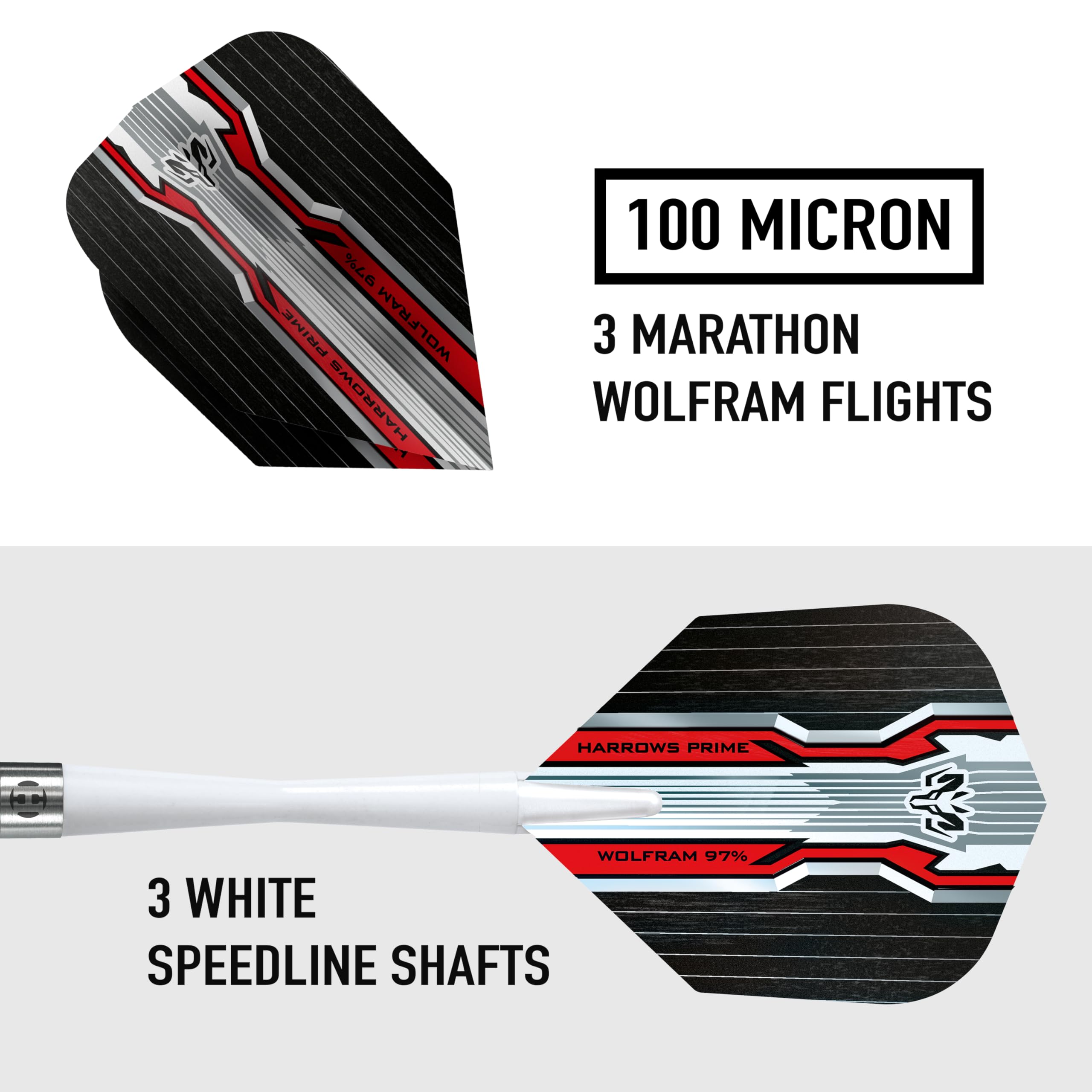 Harrows Wolfram 97% Tungsten Steel Tip Darts Set 21g, 22g, 23g, 24, 25g & 26g - Includes Speedline Shafts, Marathon - Wolfram Flights & Travel Case