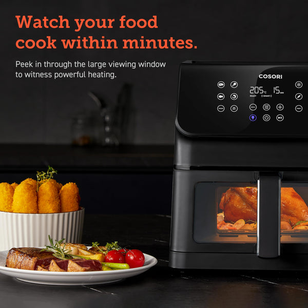 COSORI Smart Air Fryer Oven Dual Blaze 6.4L, Double Heating Elements, Cookbook, No Shaking & No Preheating, APP Control, 12 Functions, Air Fry, Roast, Bake, Reheat, Dishwasher Safe