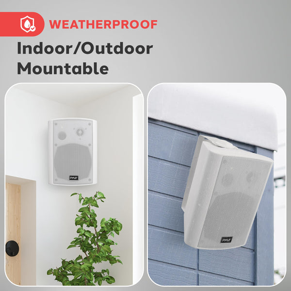 Pyle Bluetooth Speakers, Waterproof Wall-Mounted Speaker System, Indoor/Outdoor, Wireless & Passive, Heavy-Duty Weatherproof Design, Stereo Sound, for Patio, Pool, Deck, Home & Business
