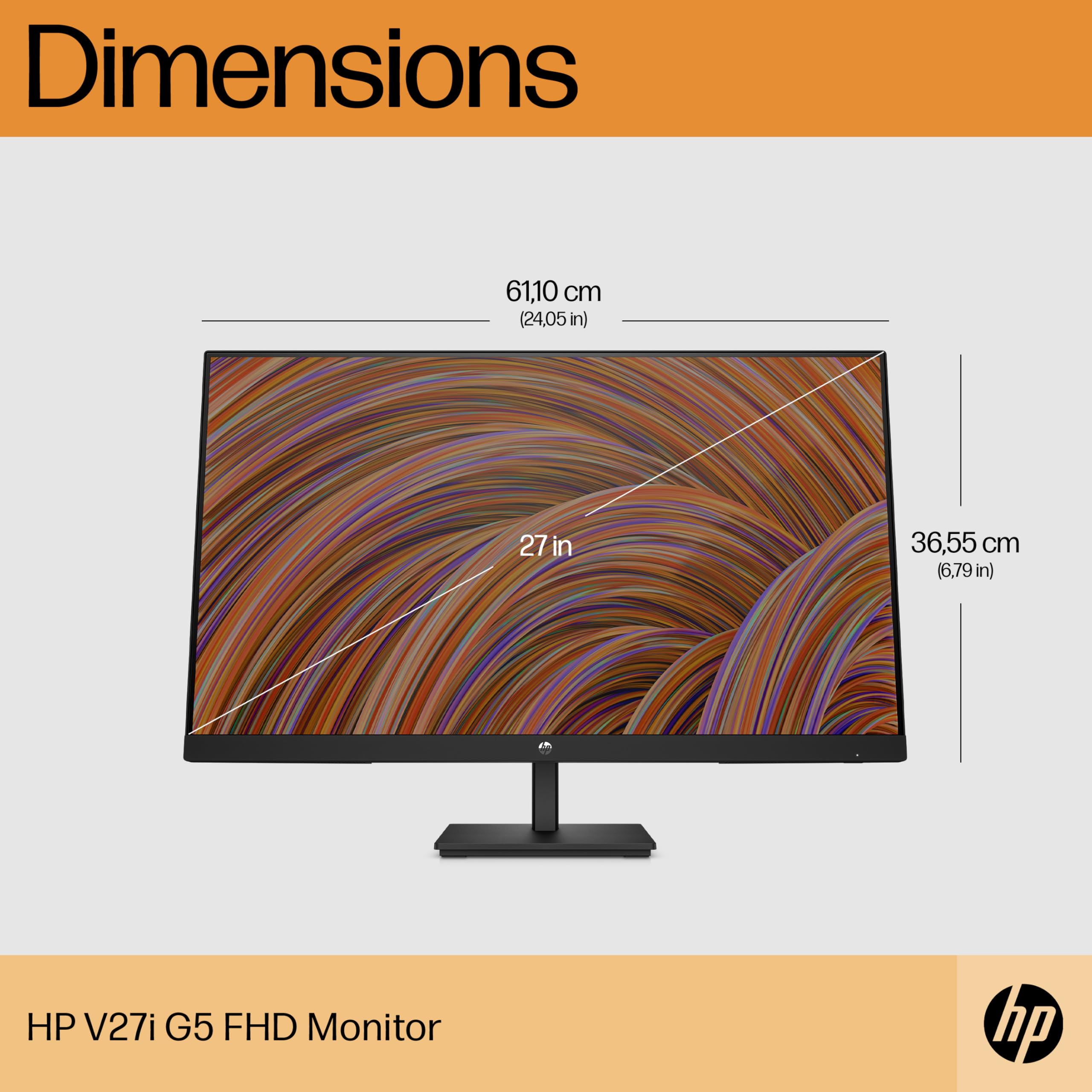 HP 24 Inch FHD Monitor | Full HD VA LCD Display | 75hz Refresh Rate | 250 Nits Brightness | 3000:1 Contrast Ratio | AMD FreeSync Technology | Adjustable Tilt | 1x HDMI 1.4, 1x VGA | Black | V24v G5