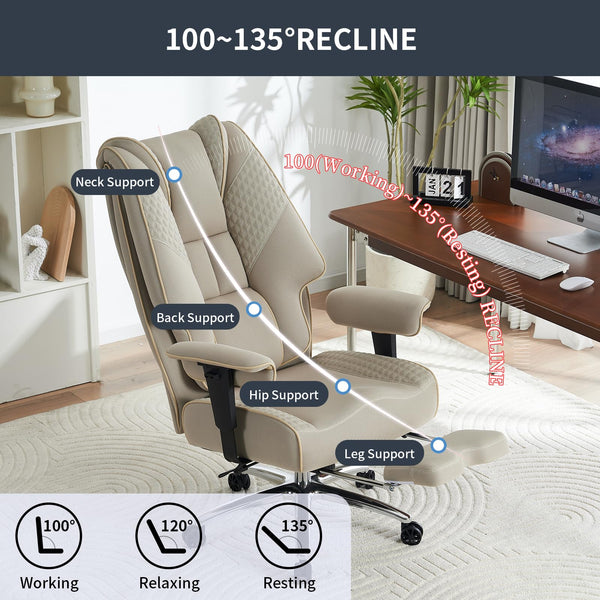 EXCEBET Ergonomic Office Chair – High Back PU Leather Executive Desk Chair with Adjustable Armrests, Swivel Computer Chair for Home/Office, Heavy Duty Support up to 400 lbs