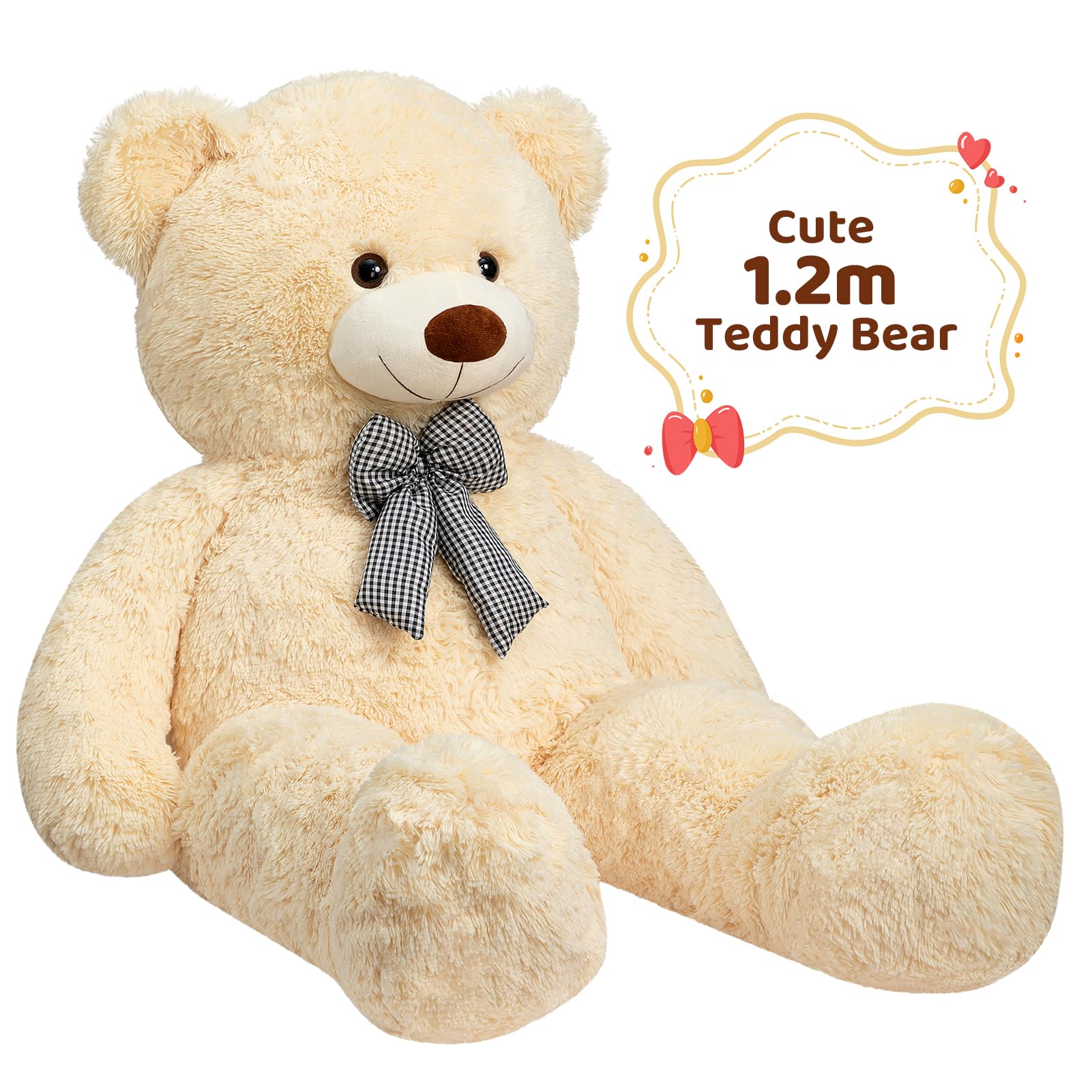 HollyHOME 150cm Giant Teddy Bear Stuffed Animal Large Soft Toys Plush Bear, Light Brown Age 3+