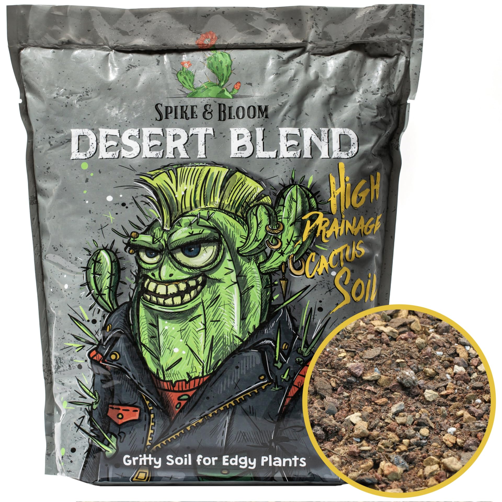 High Drainage Cactus Soil Potting Mix with Mycorrhizal Fungi - 8 Pounds / 4 Quarts of Soil for Succulents and Cactus - Slightly Acidic, Gritty Soil