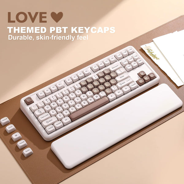 YUNZII B87 Wireless Mechanical Keyboard,QMK/VIA Software Custom Gaming,Gasket RGB Keyboard with Cute MOA Keycaps,Wrist Rest,BT5.0/2.4G/USB-C NKRO for Win/Mac (butter, milk v2 linear)